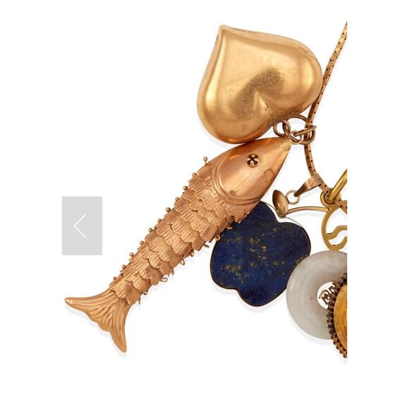 14K GOLD, SILVER AND GEM-SET CHARM NECKLACE - Picture 4 of 5